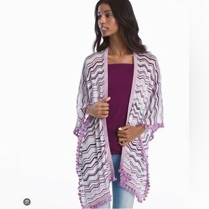 WHBM chevron sweater cover up with purple tassels